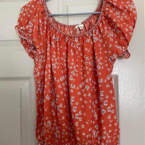 New without tags women’s orange floral off the shoulder top size XS